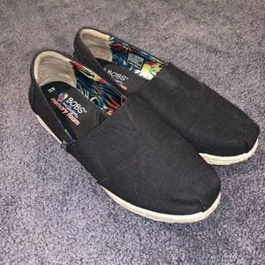 Skechers BOBS Black Memory Foam Espadrille Wedge